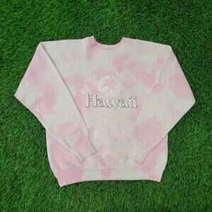 Vintage 80s Hawaii Palm Sweatshirt Womens Large 21x21 Pink Bleached